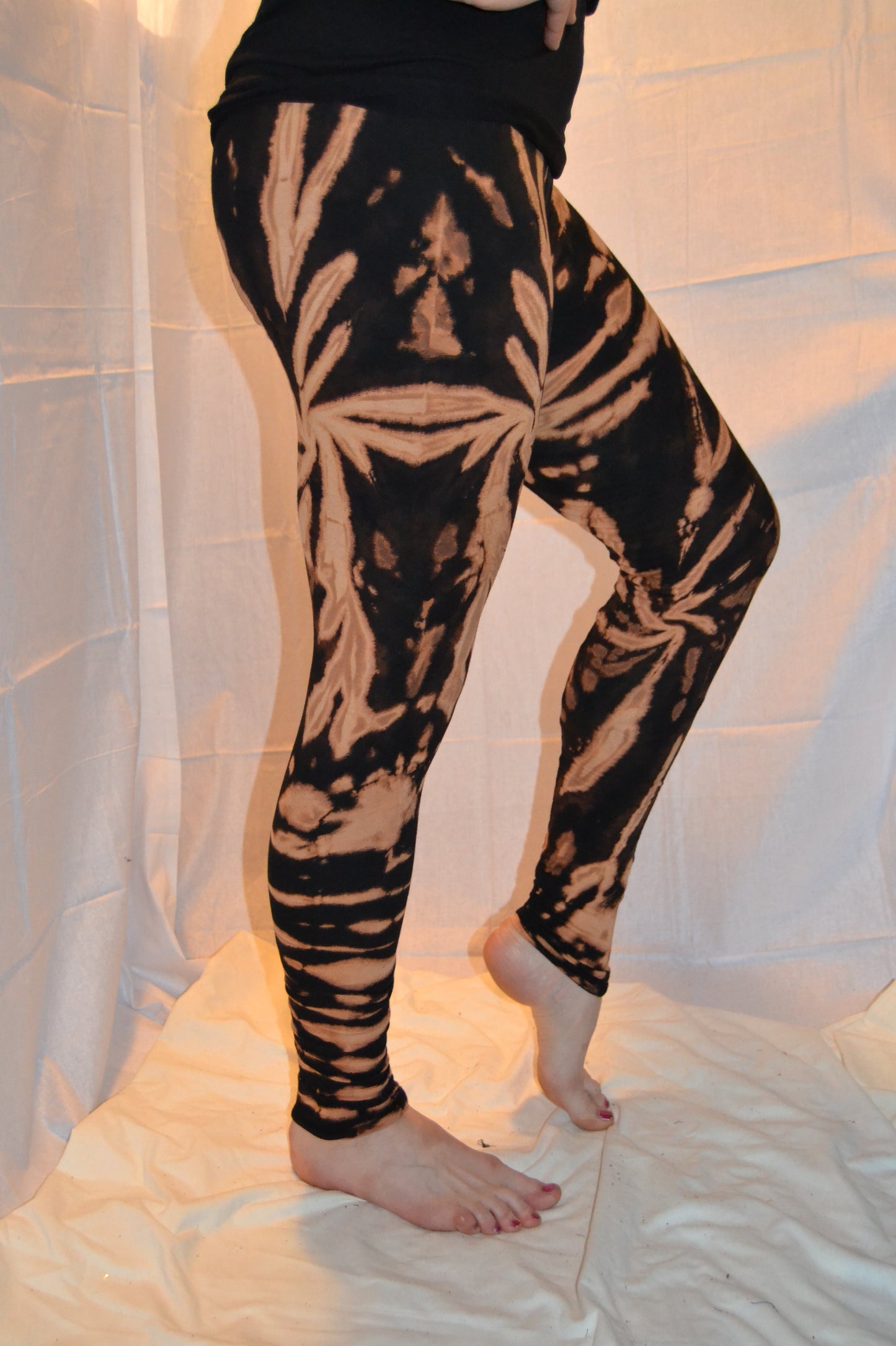 Tie Dye Psychedelic Handmade Leggings Black Brown FREESIZE