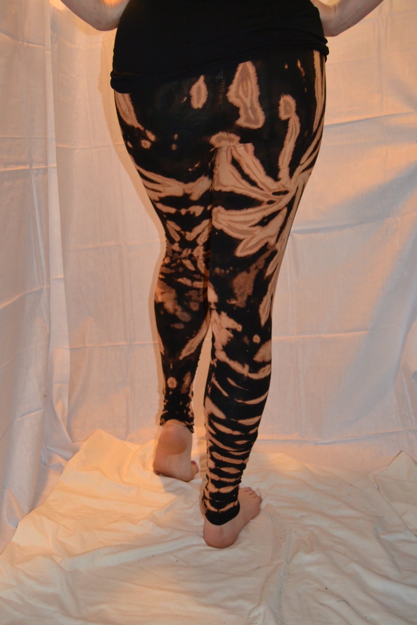 Tie Dye Psychedelic Handmade Leggings Black Brown FREESIZE