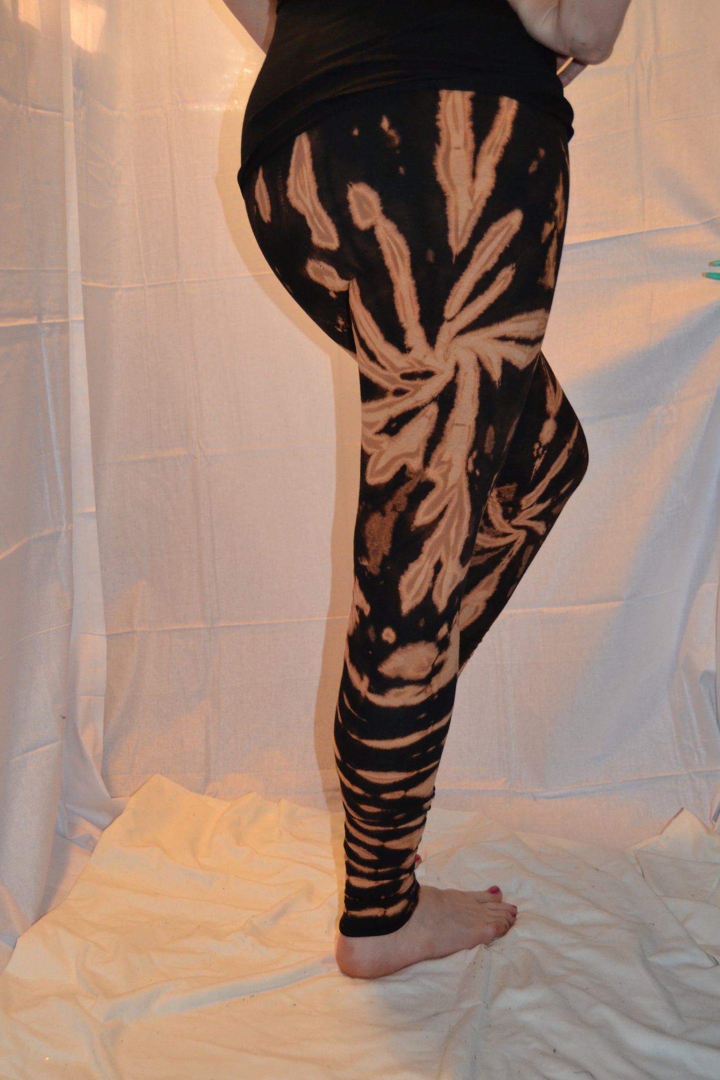 Tie Dye Psychedelic Handmade Leggings Black Brown FREESIZE