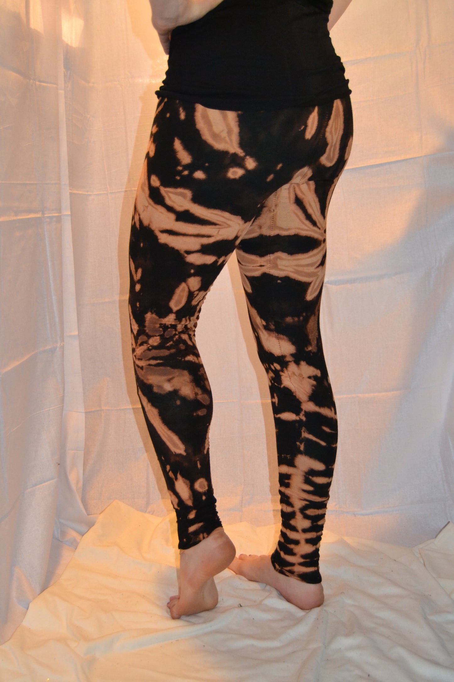 Tie Dye Psychedelic Handmade Leggings Black Brown FREESIZE