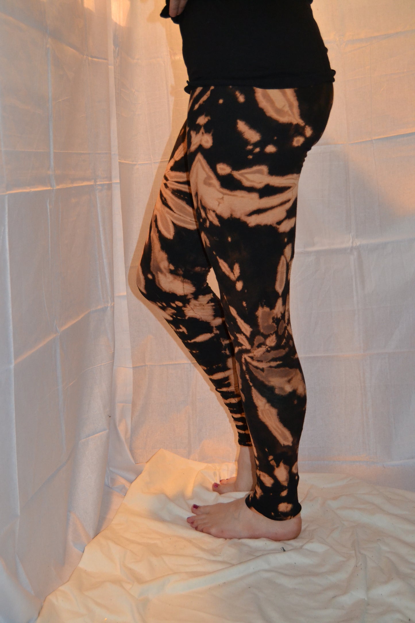 Tie Dye Psychedelic Handmade Leggings Black Brown FREESIZE