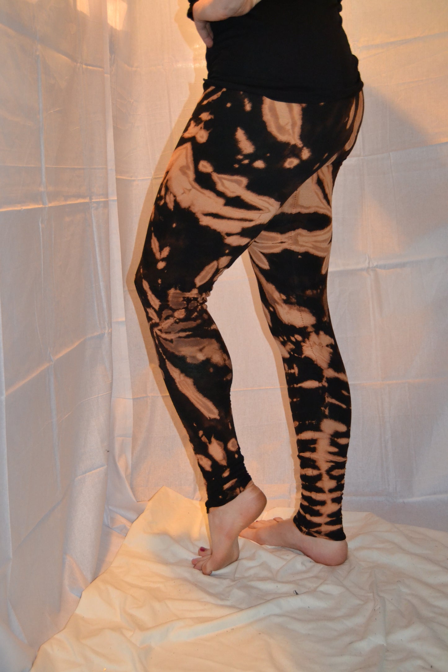 Tie Dye Psychedelic Handmade Leggings Black Brown FREESIZE