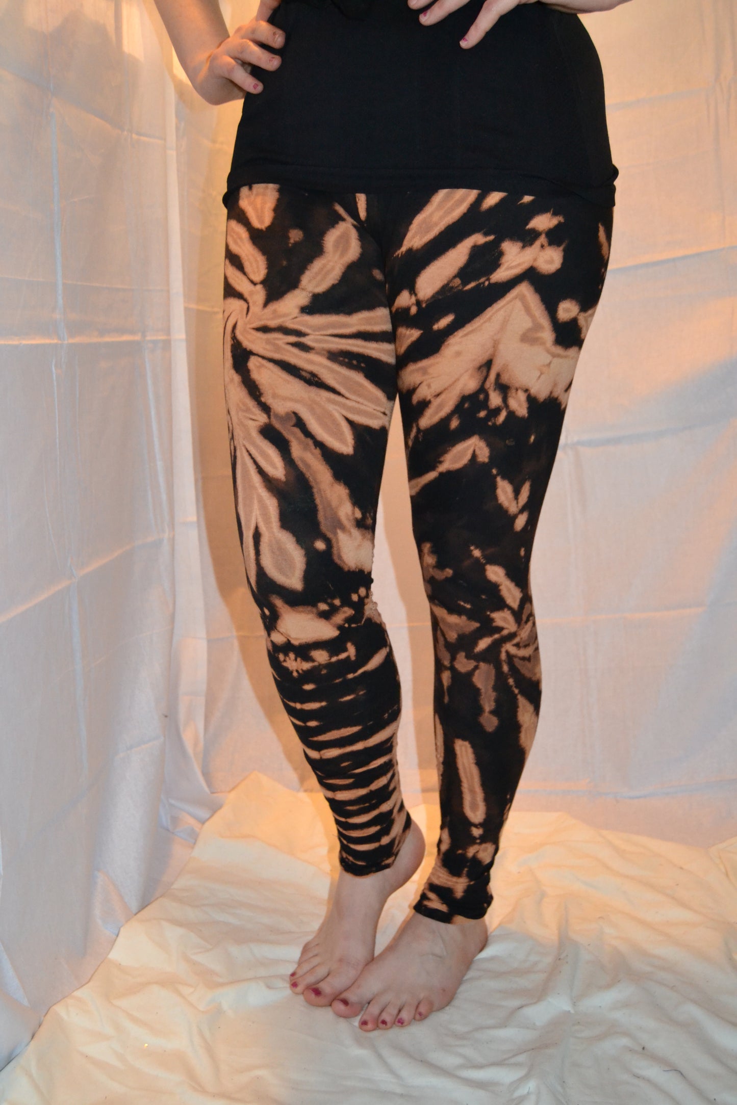 Tie Dye Psychedelic Handmade Leggings Black Brown FREESIZE