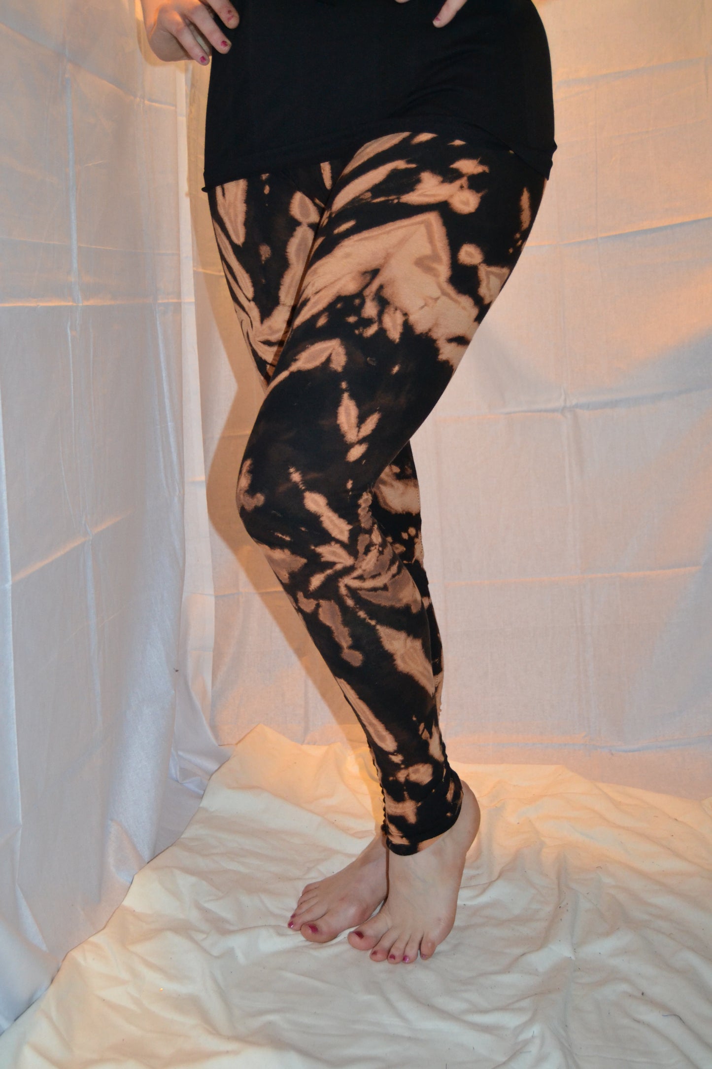 Tie Dye Psychedelic Handmade Leggings Black Brown FREESIZE