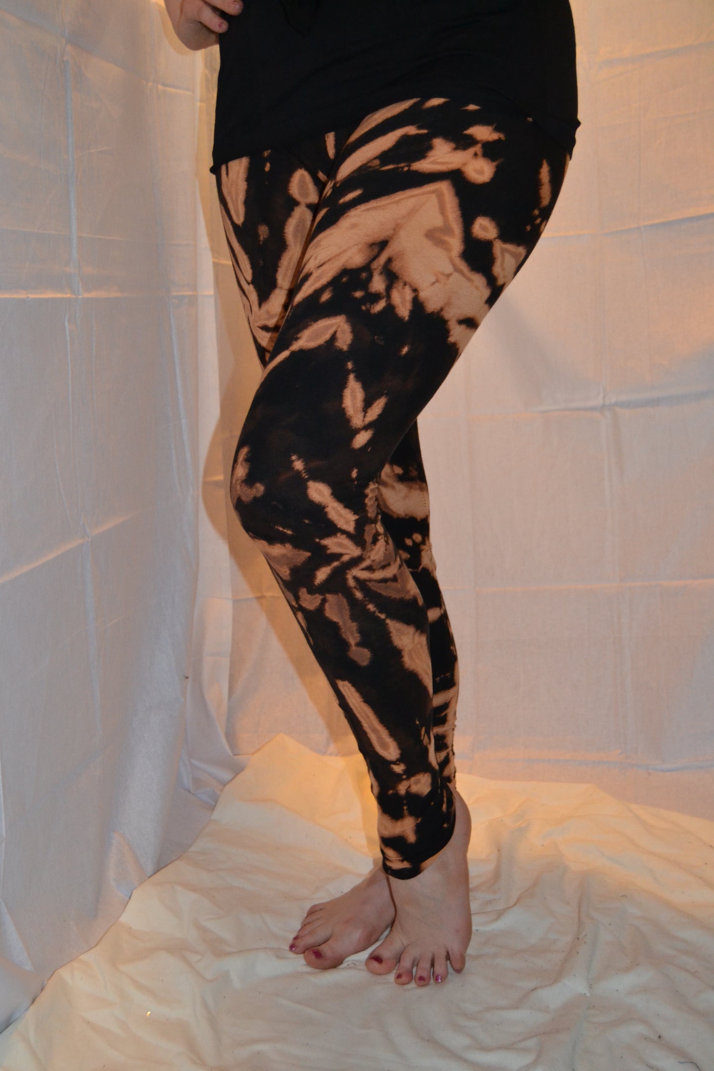 Tie Dye Psychedelic Handmade Leggings Black Brown FREESIZE