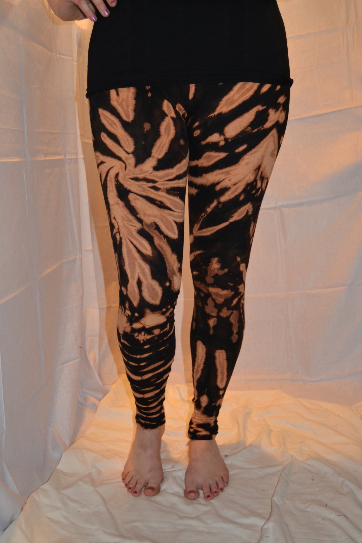 Tie Dye Psychedelic Handmade Leggings Black Brown FREESIZE