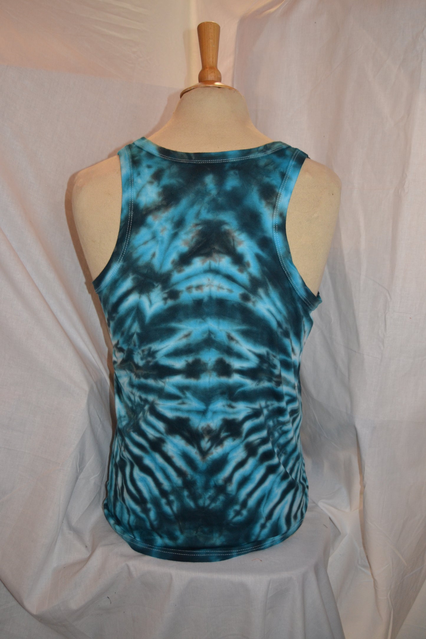 Dark Blue turquoise side spiral festival tie dye t shirt tank vest top men's summer size S-2XL