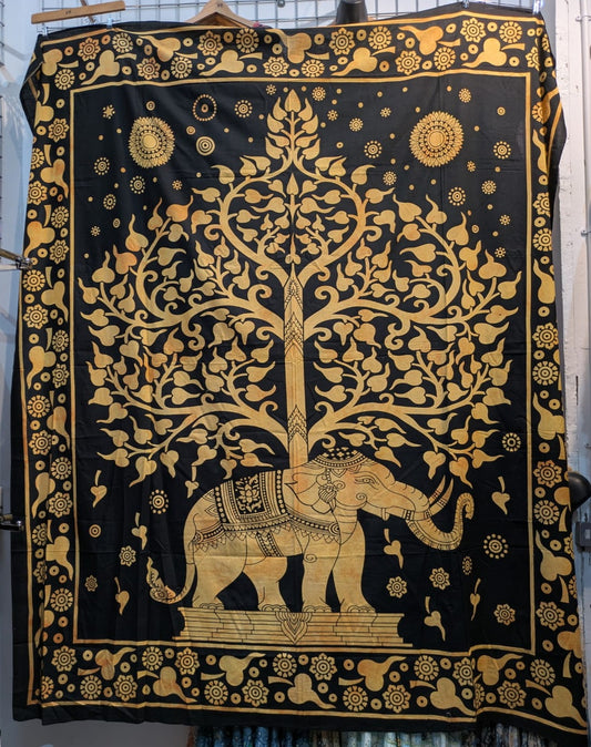 Elephant Tree Orange Large bedspread wall hanging tapestry