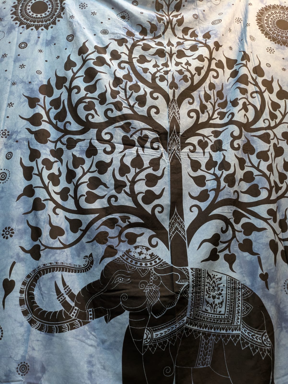 Elephant Tree Blue Large bedspread wall hanging tapestry