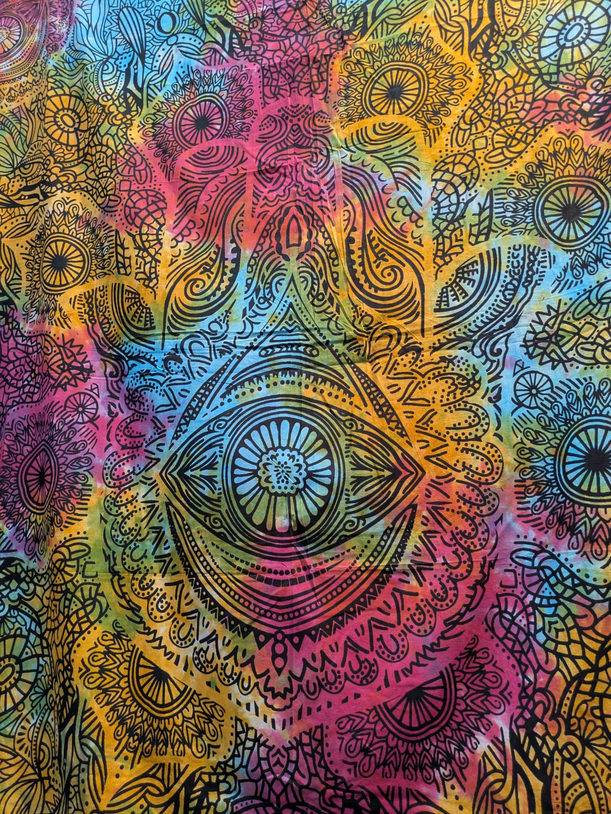 Hamsa Hand evil eye Rainbow tie dye Large bedspread wall hanging tapestry