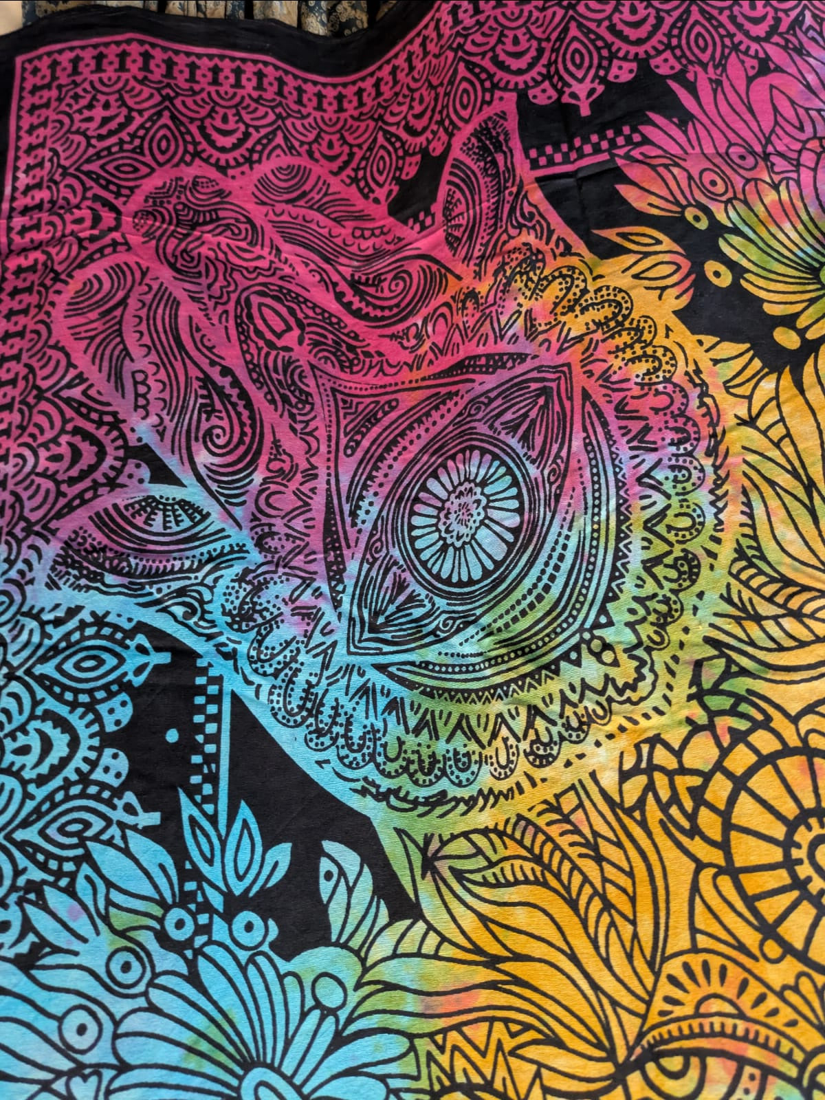 Hamsa Hand evil eye Rainbow tie dye Large bedspread wall hanging tapestry