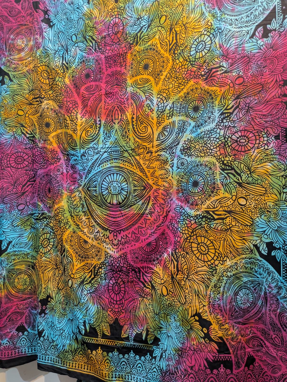 Hamsa Hand evil eye Rainbow tie dye Large bedspread wall hanging tapestry