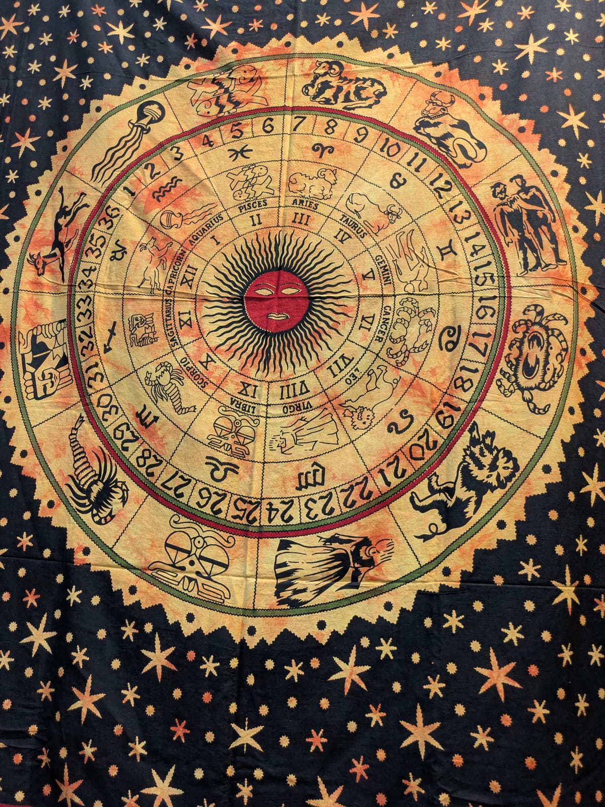 Zodiac orange Large bedspread wall hanging tapestry
