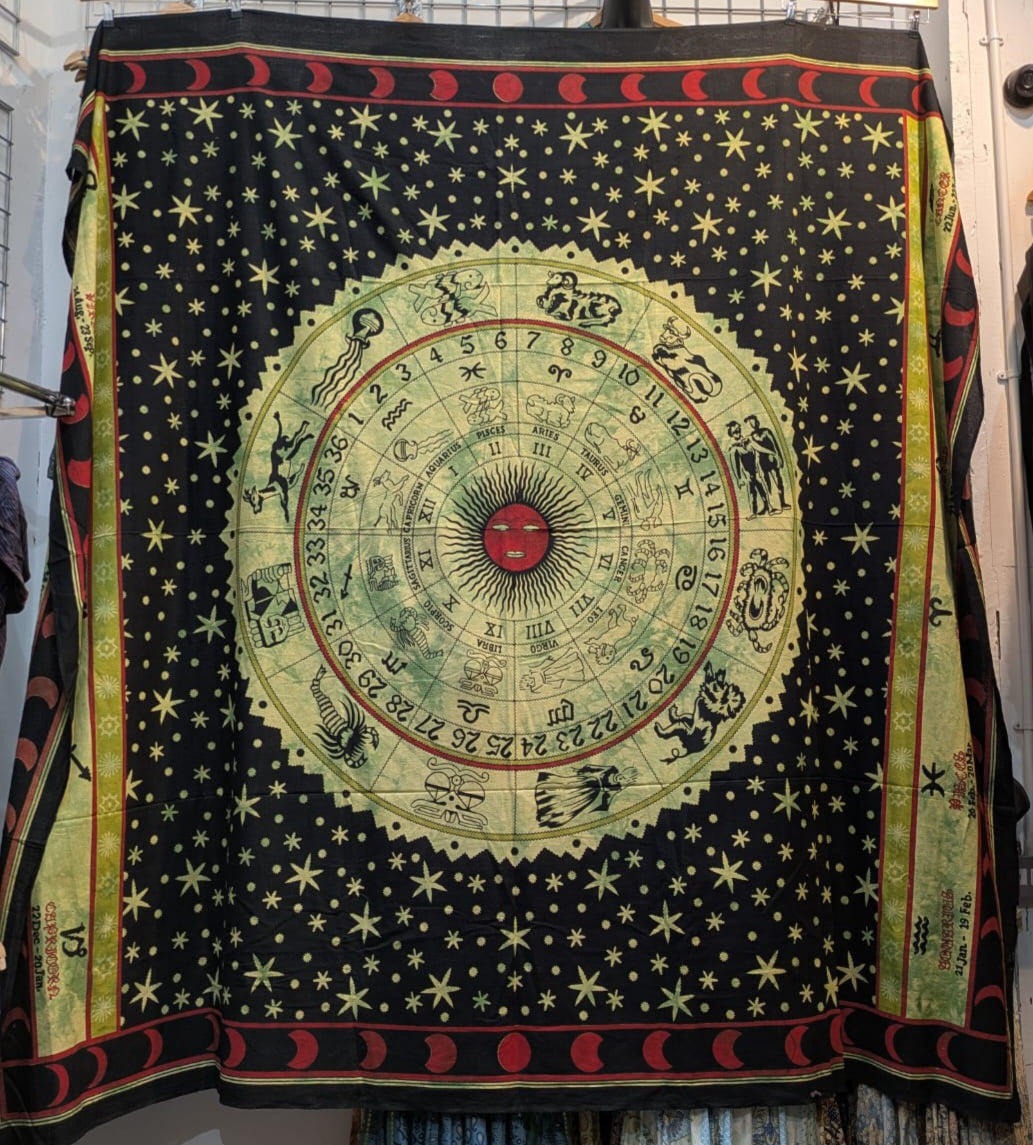 Zodiac green Large bedspread wall hanging tapestry