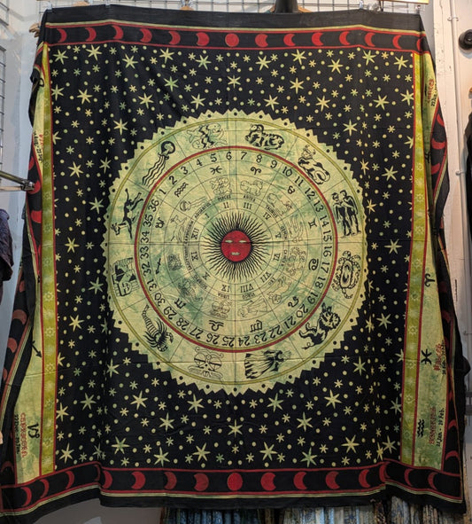 Zodiac green Large bedspread wall hanging tapestry