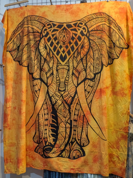 Elephant orange Large bedspread wall hanging tapestry