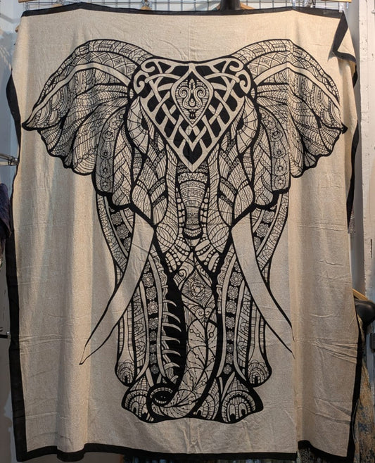Elephant white Large bedspread wall hanging tapestry