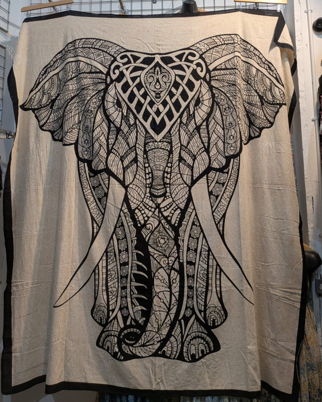Elephant white Large bedspread wall hanging tapestry