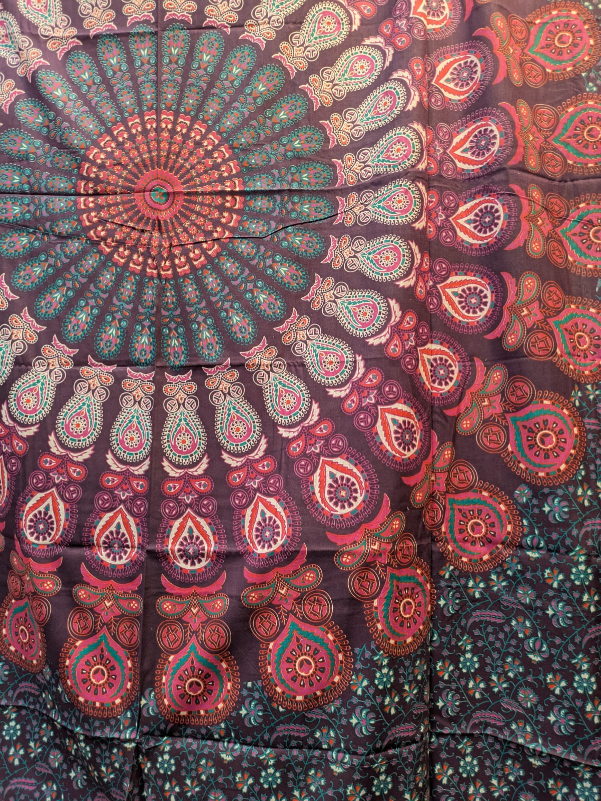 Peacock Mandala Purple Red Pink Large bedspread wall hanging tapestry