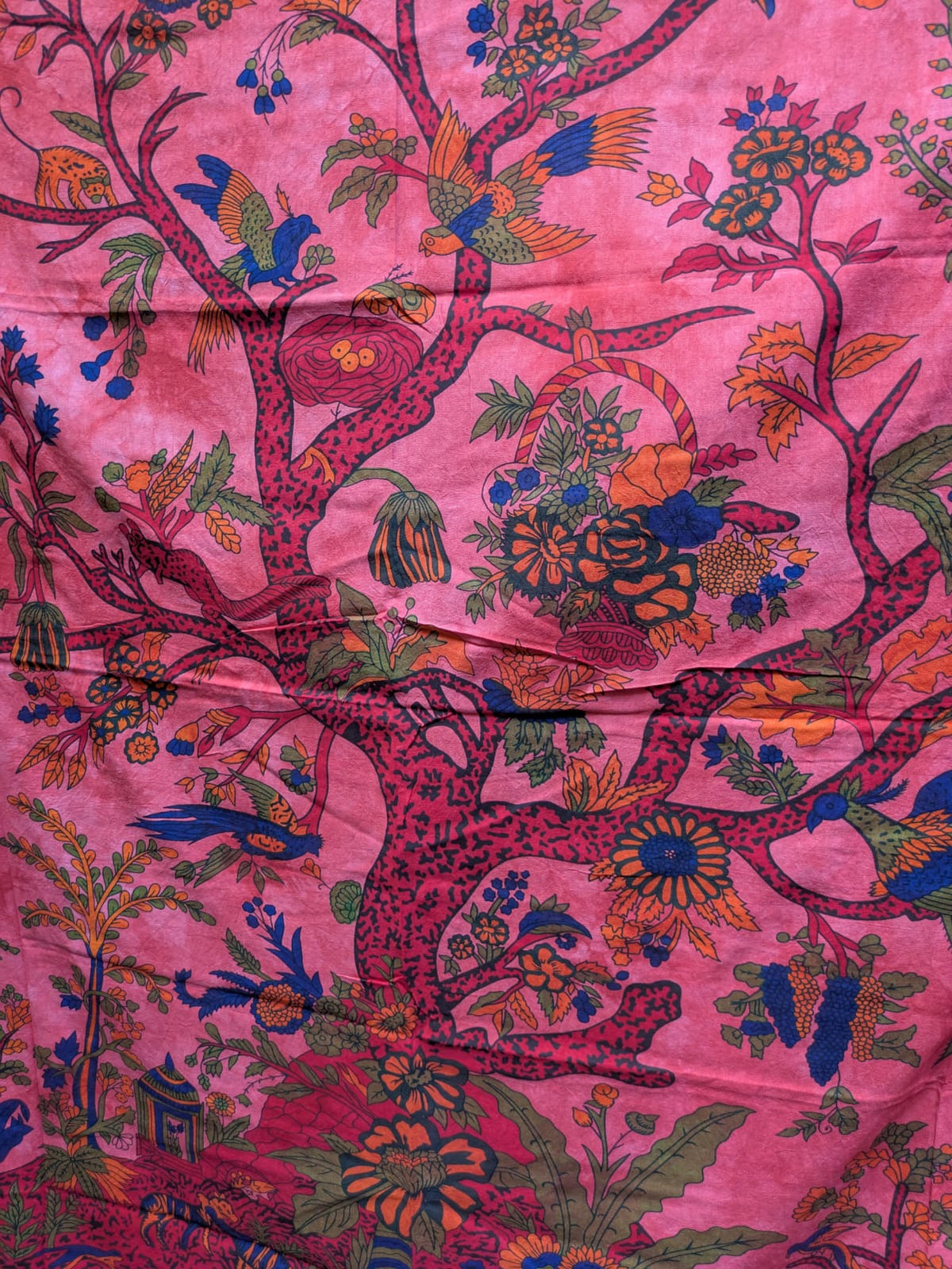 Tree Of Life Multicolour painted Traditional Large double bedspread wall hanging tapestry 210cm x 240cm