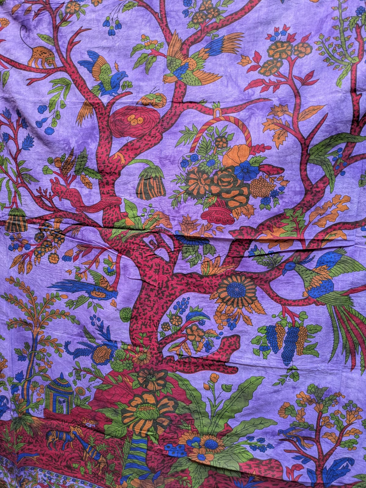 Tree Of Life Multicolour painted Traditional Large double bedspread wall hanging tapestry 210cm x 240cm