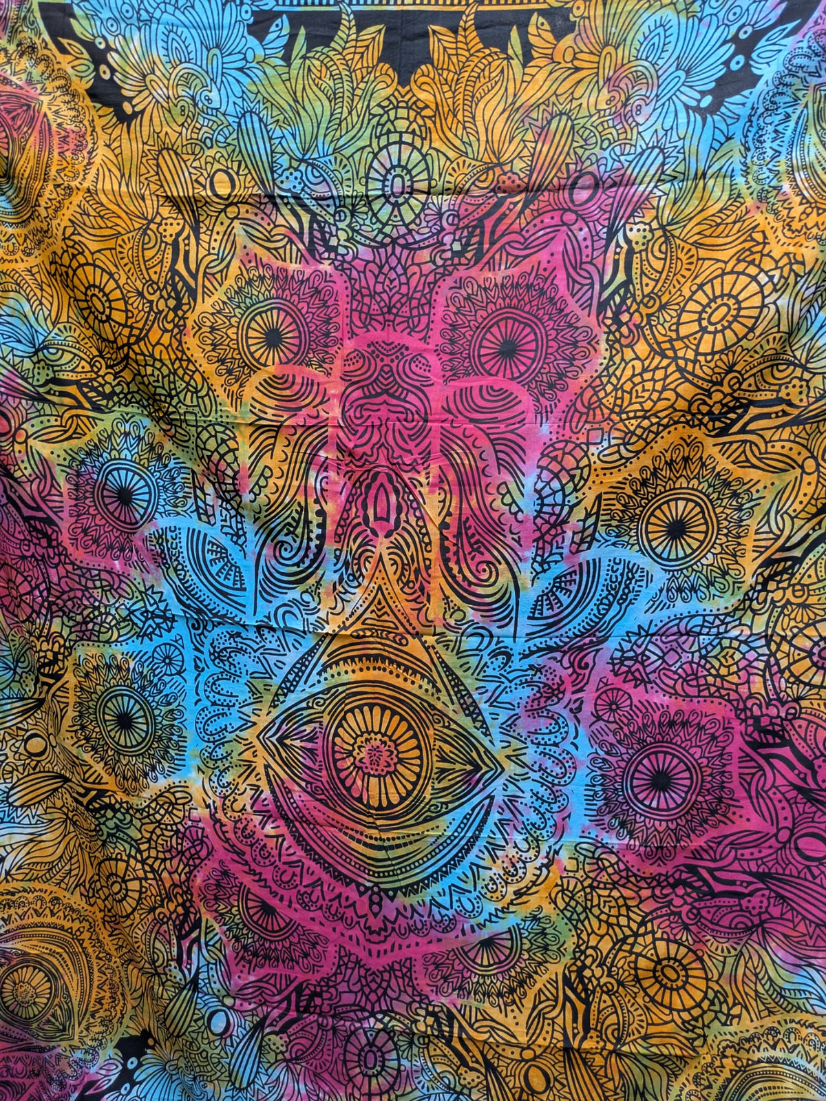 Hamsa Hand evil eye Rainbow tie dye Large bedspread wall hanging tapestry