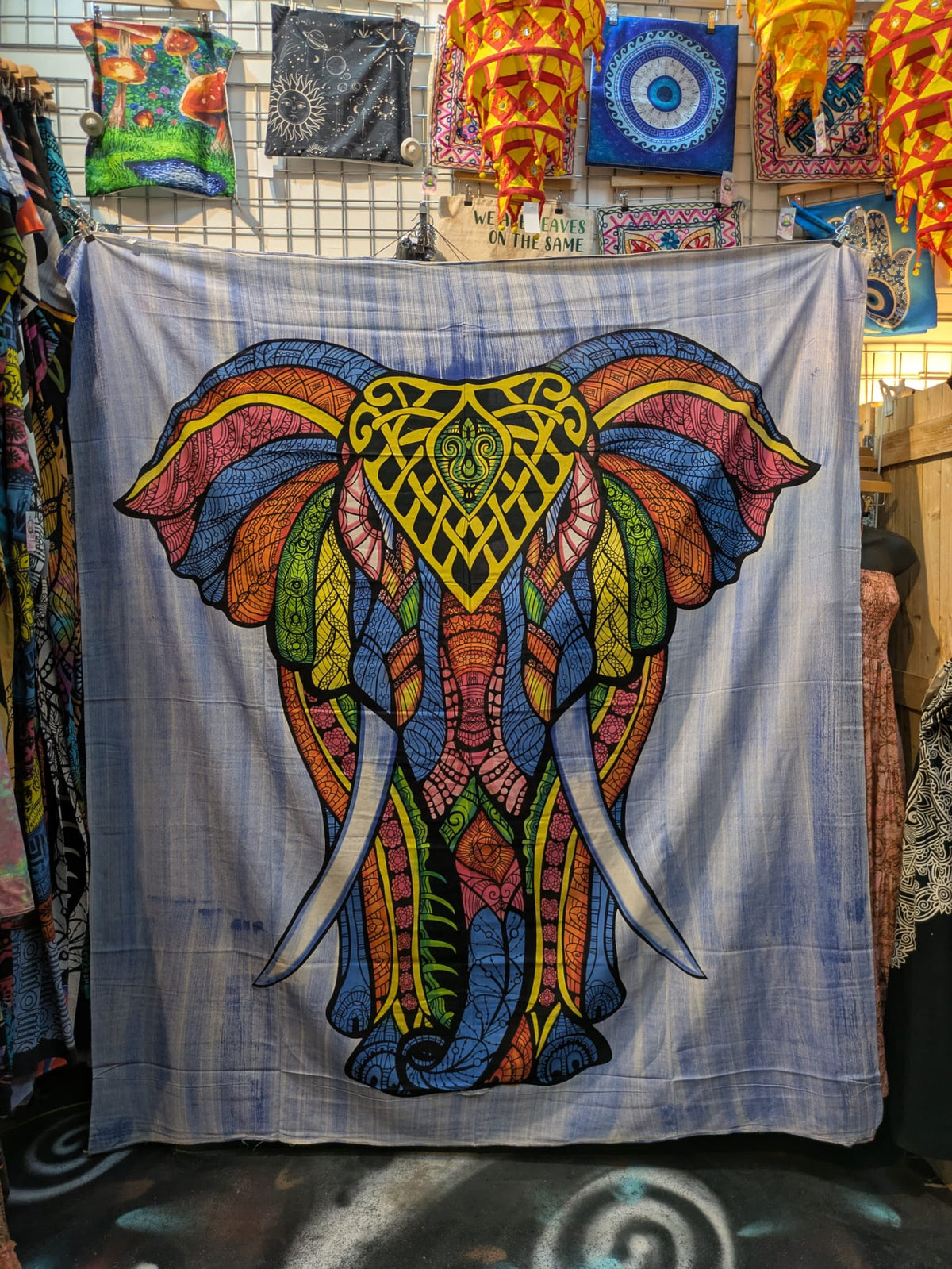 Elephant Rainbow Large bedspread wall hanging tapestry Double size