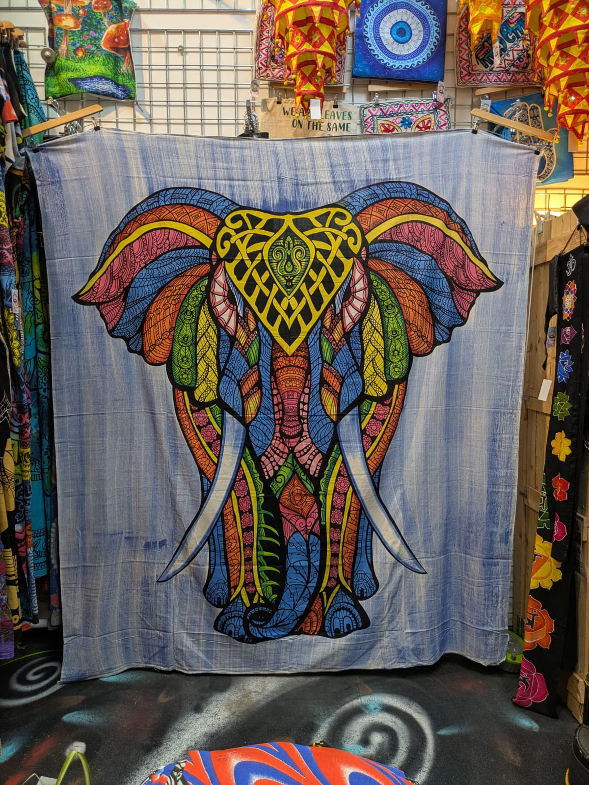Elephant Rainbow Large bedspread wall hanging tapestry Double size