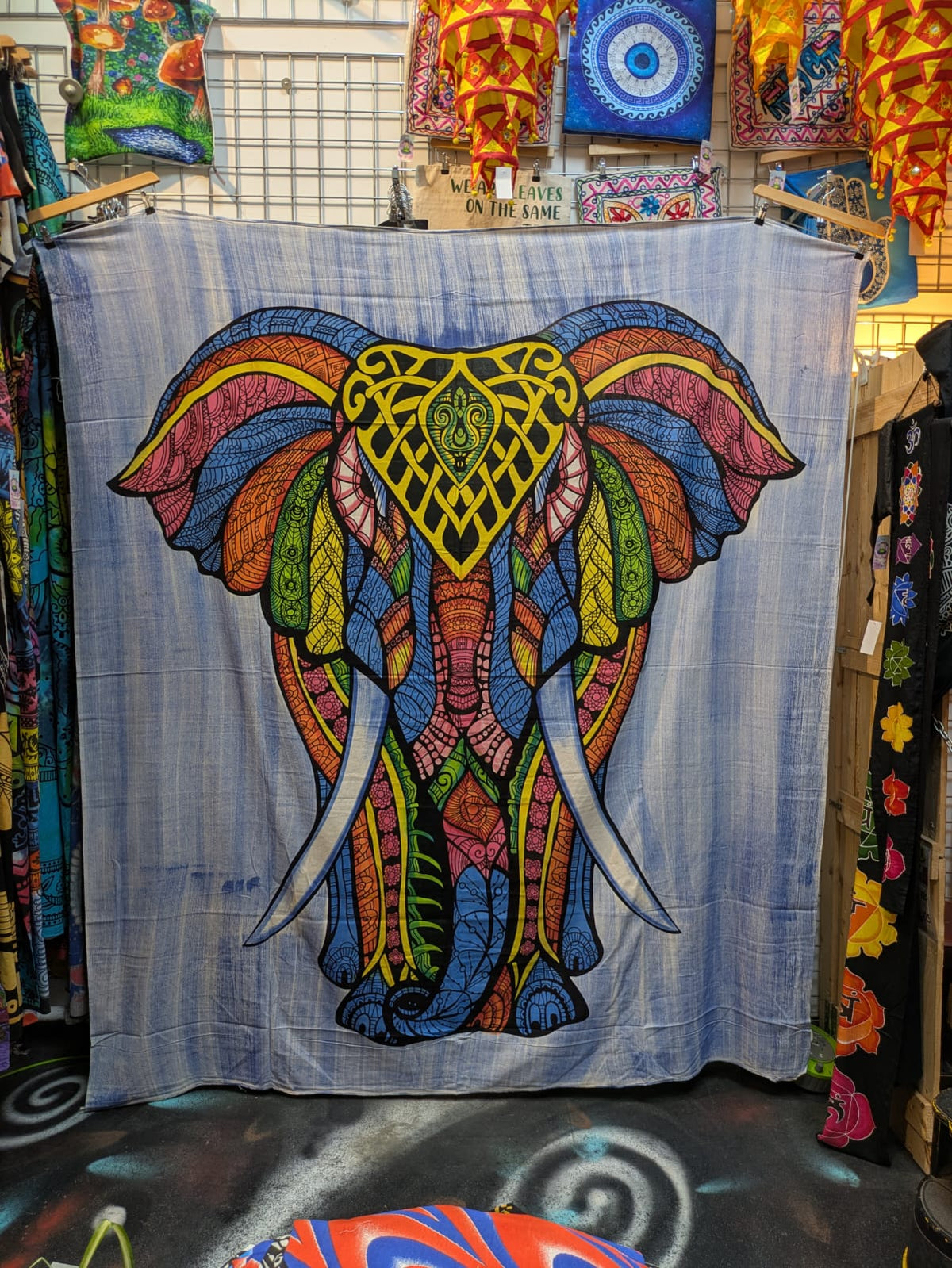 Elephant Rainbow Large bedspread wall hanging tapestry Double size
