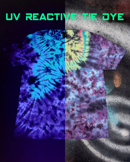 UV Reactive Tornado Tie Dye Rave T Shirt sizes S-5XL