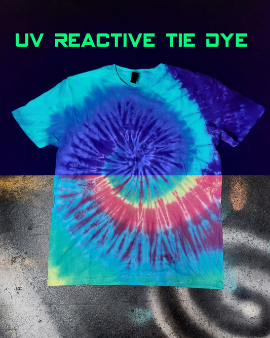 UV Reactive Spiral Tie Dye Rave T Shirt sizes S-5XL