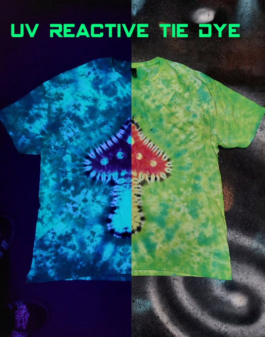 UV Reactive Magic Mushroom Tie Dye Rave T Shirt sizes S-5XL