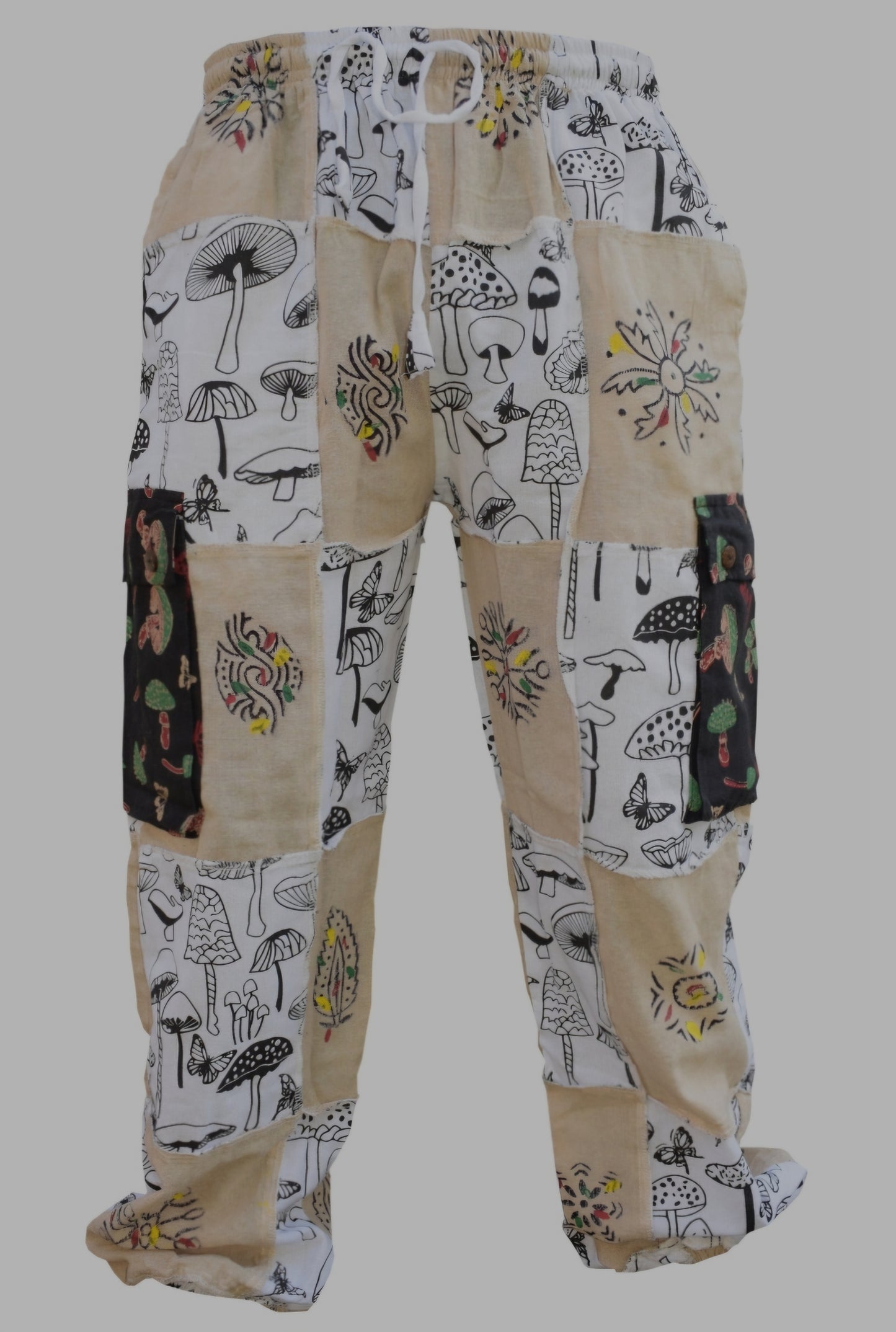 Mushroom White Patchwork festival trousers