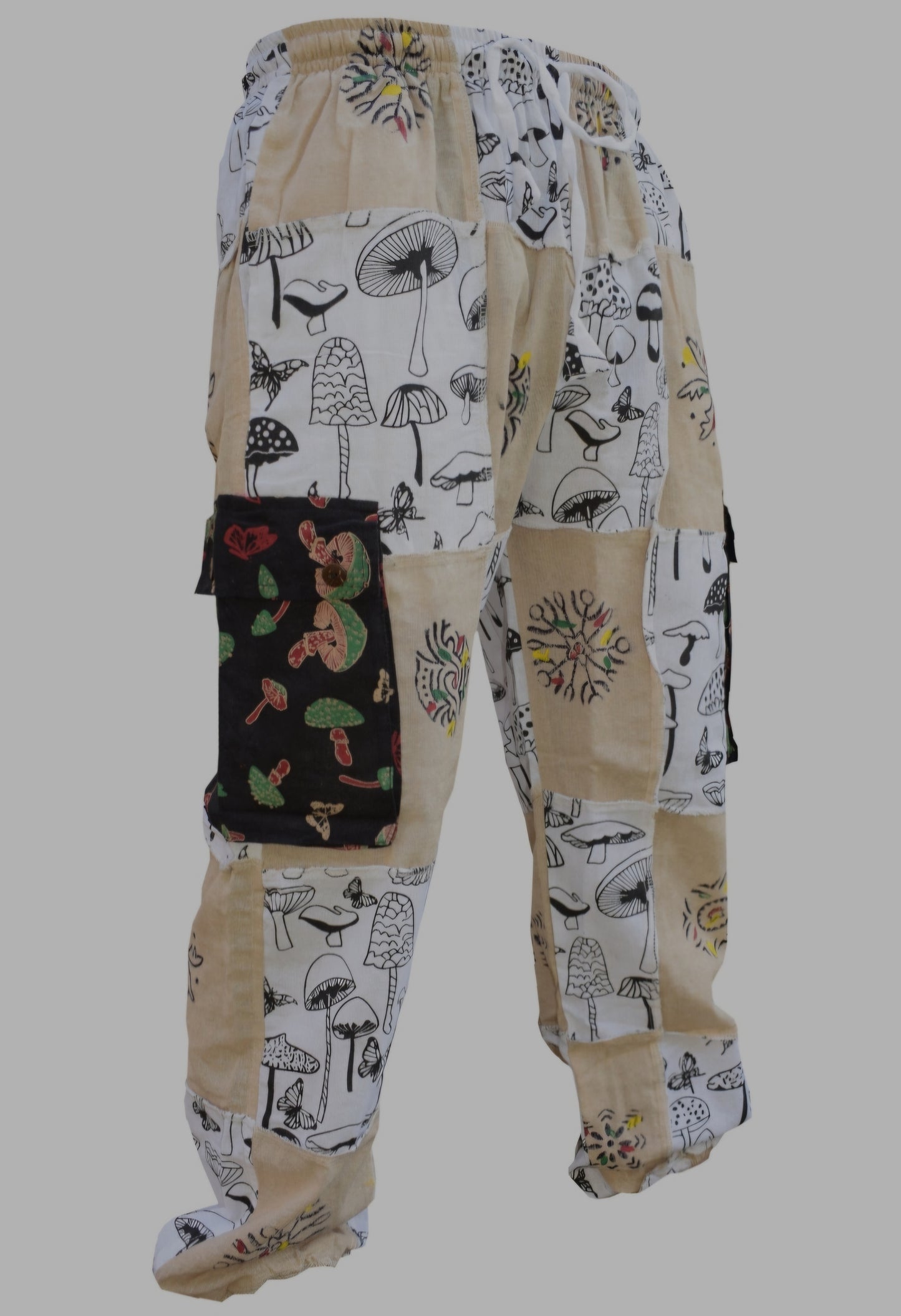 Mushroom White Patchwork festival trousers
