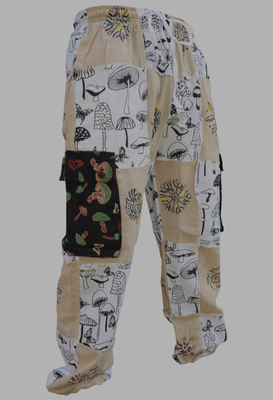 Mushroom White Patchwork festival trousers