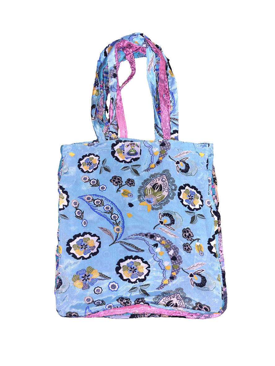 Recycled sari shopping tote bag