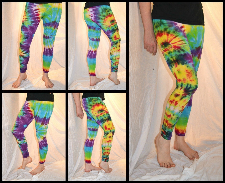 Tie Dye Psychedelic Handmade Leggings MULTI COLOUR custom design FREESIZE