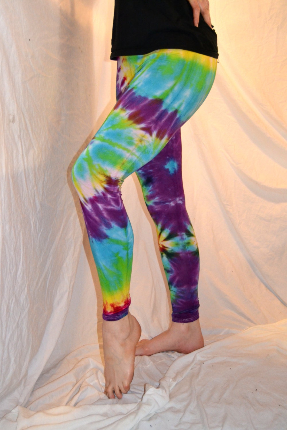 Tie Dye Psychedelic Handmade Leggings MULTI COLOUR custom design FREESIZE