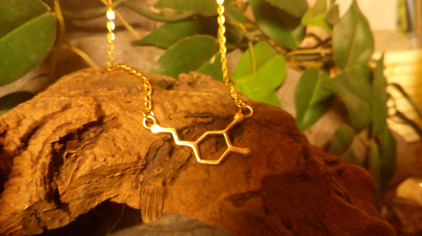 Dopamine Molecule DNA genetic structure pendant necklace