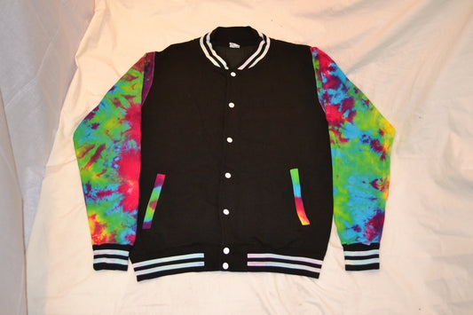 Tie Dye trippy rainbow college style jock varsity jacket Handmade