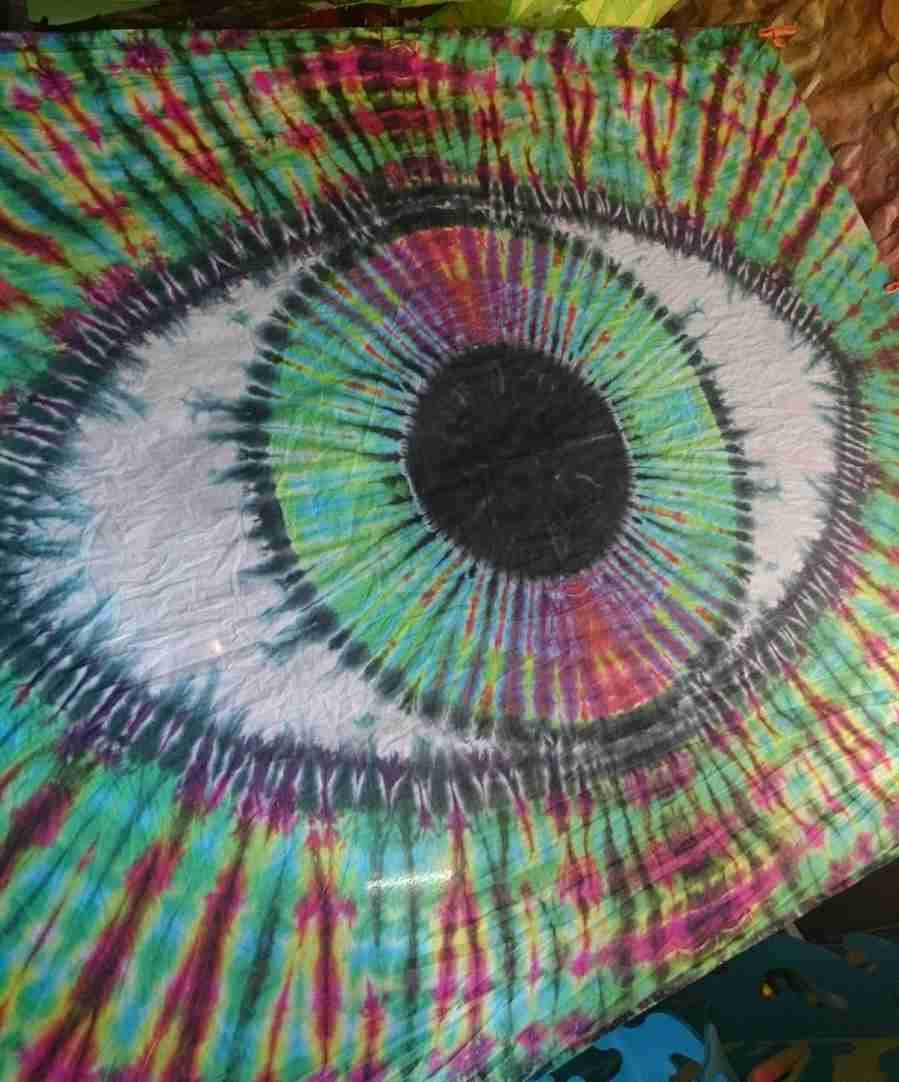 Tie Dye Tapestry Wall Hanging Psychedelic Rainbow Vision eye 150x220cm Handmade