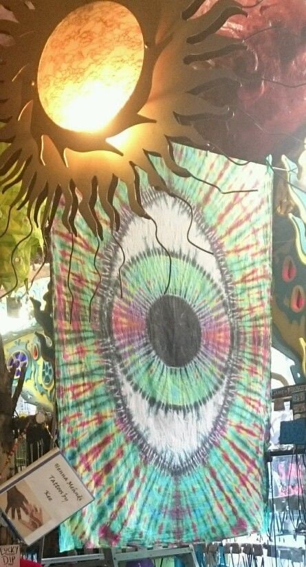 Tie Dye Tapestry Wall Hanging Psychedelic Rainbow Vision eye 150x220cm Handmade