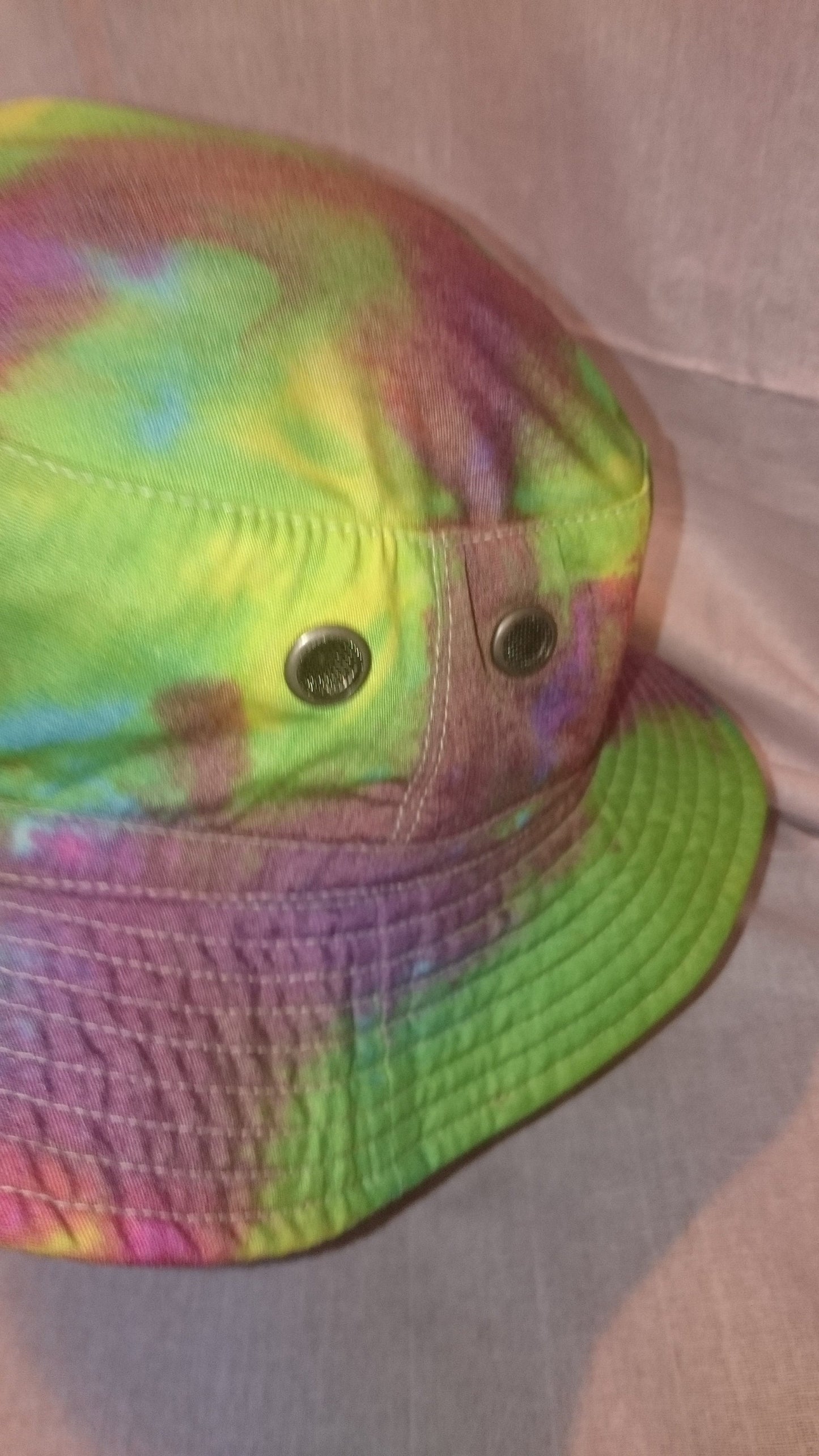 Handmade Tie Dye wide brim bucket fishing Rave Hat Rainbow Multi Colour Festival