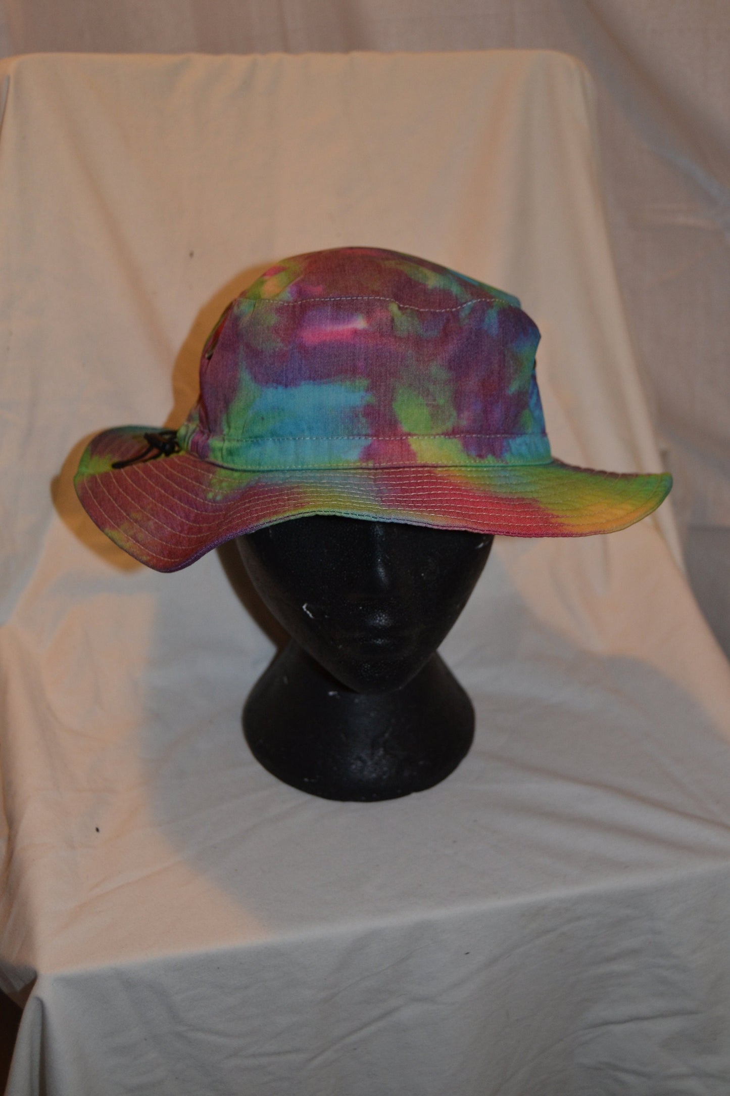 Handmade Tie Dye wide brim bucket fishing Rave Hat Rainbow Multi Colour Festival