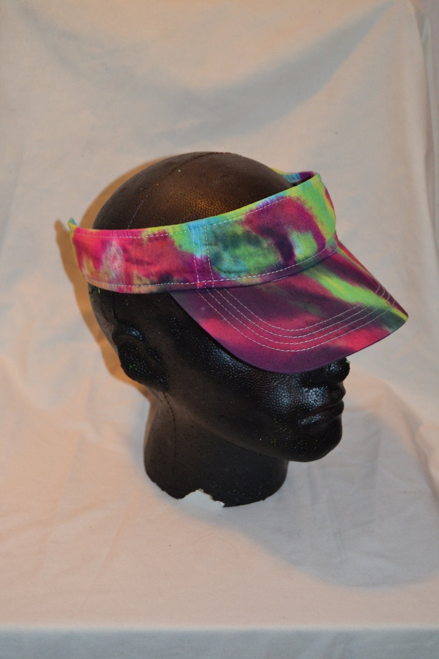 Handmade Tie Dye Visor Cap Rave Hat Rainbow Multi Colour Festival