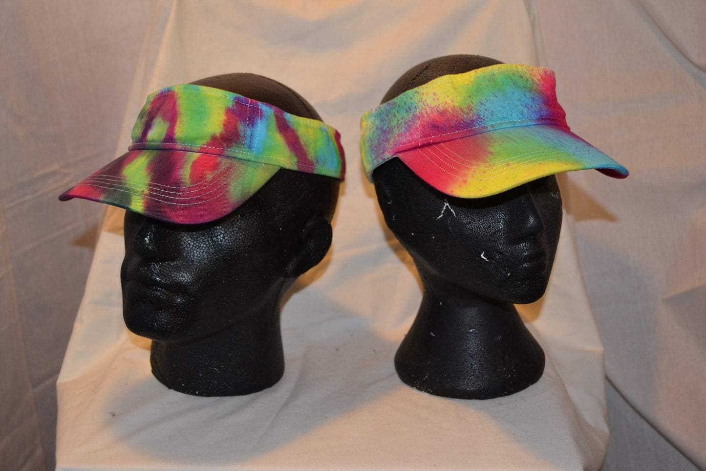 Handmade Tie Dye Visor Cap Rave Hat Rainbow Multi Colour Festival