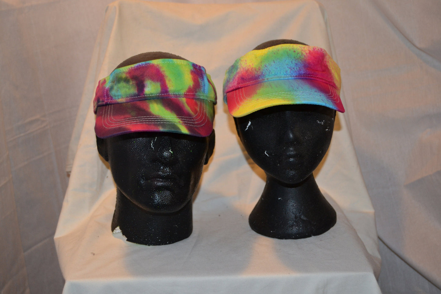 Handmade Tie Dye Visor Cap Rave Hat Rainbow Multi Colour Festival