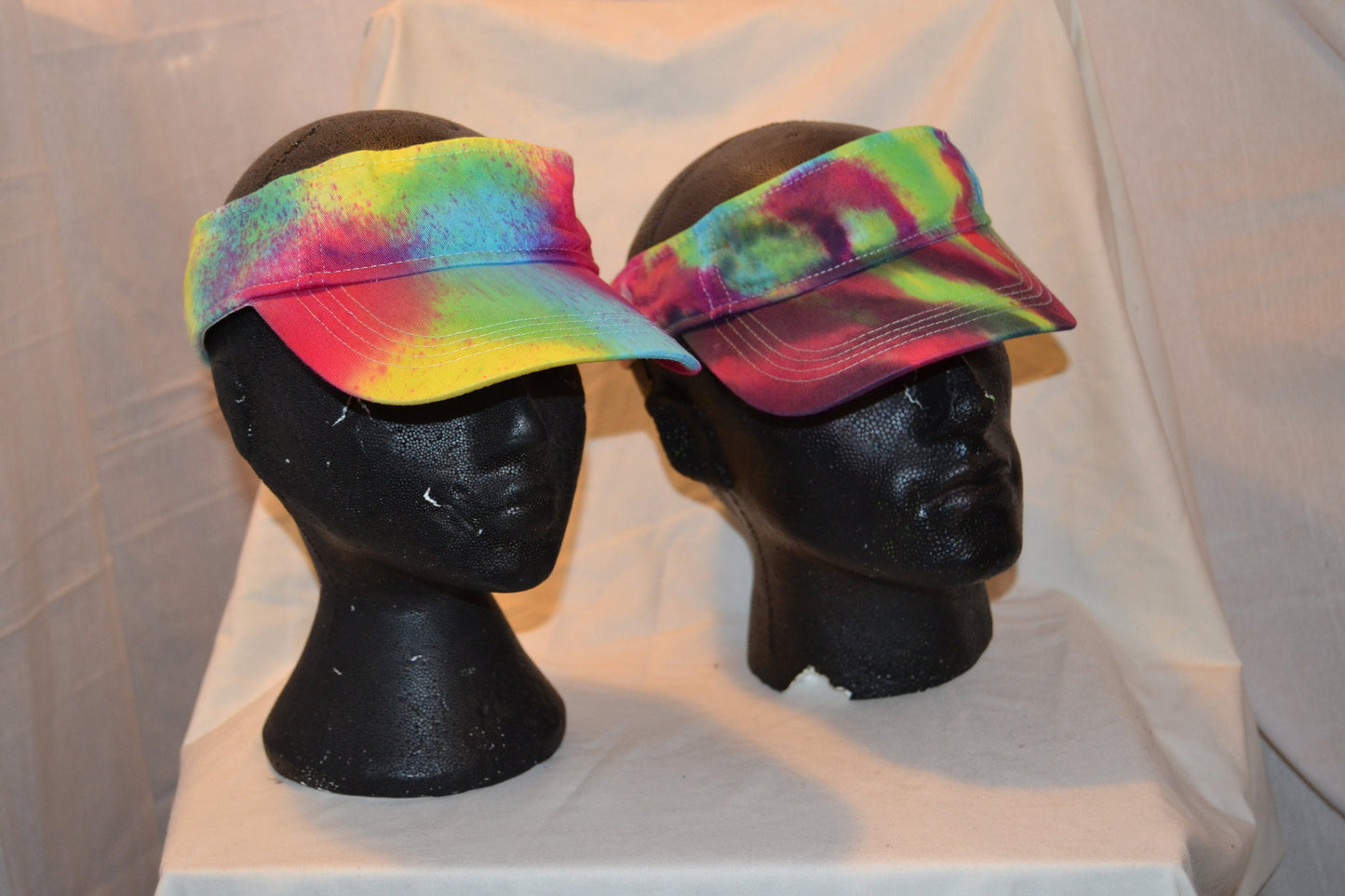 Handmade Tie Dye Visor Cap Rave Hat Rainbow Multi Colour Festival