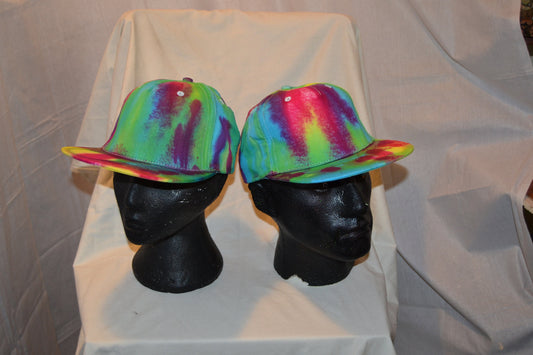 Handmade Tie Dye Snap back  Cap Rave Hat Rainbow Multi Colour Festival