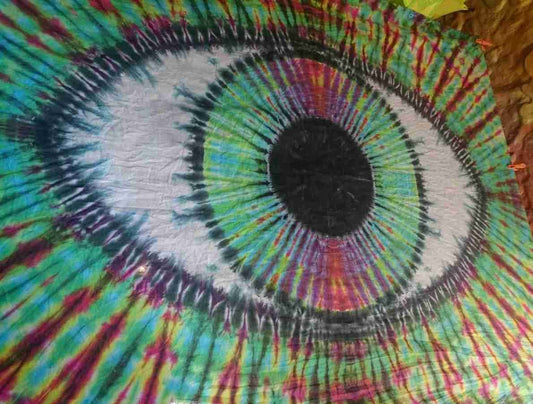 Tie Dye Tapestry Wall Hanging Psychedelic Rainbow Vision eye 150x220cm Handmade